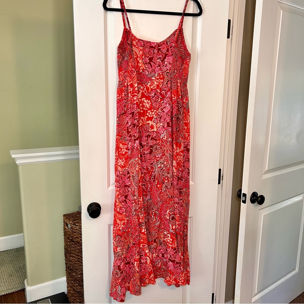 Free People Intimately Forever Yours Smocked Slip Dress Size Large Boho Floral - Picture 8 of 12